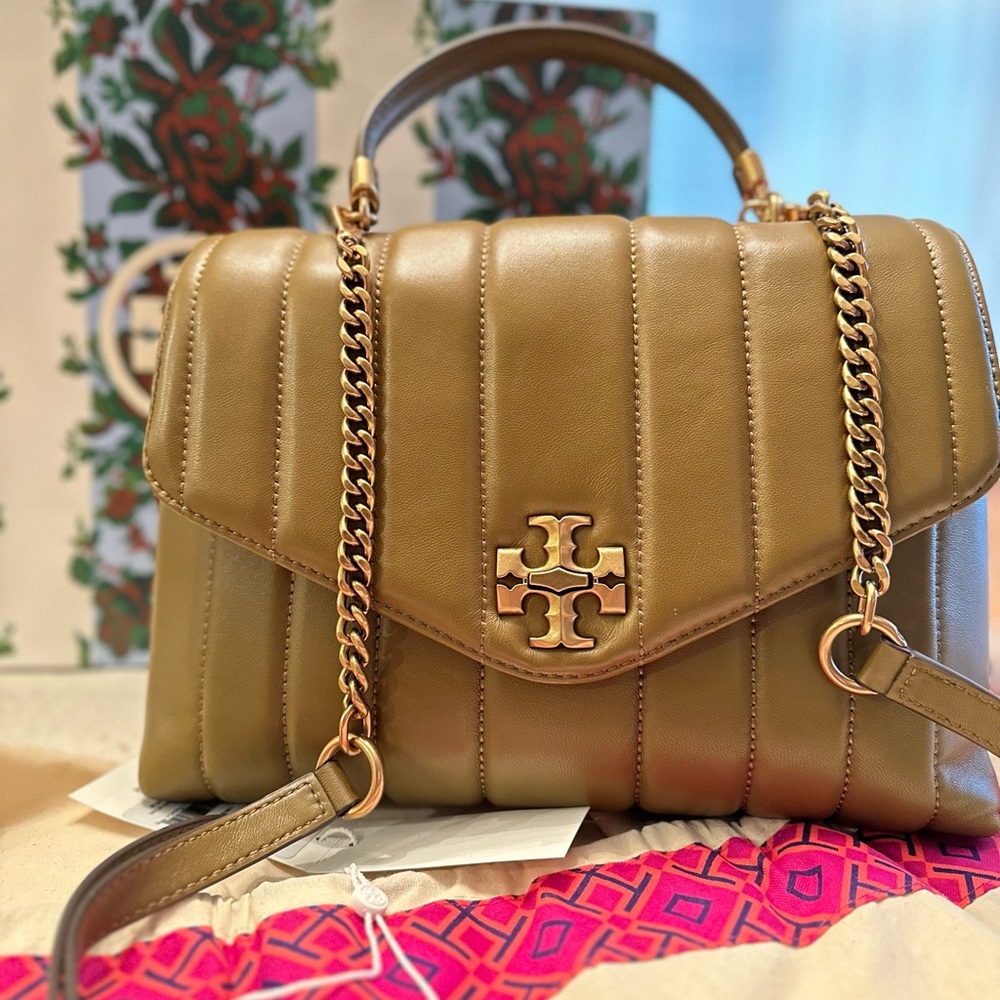 Tory Burch Toasted Sesame Rolled Gold Purse